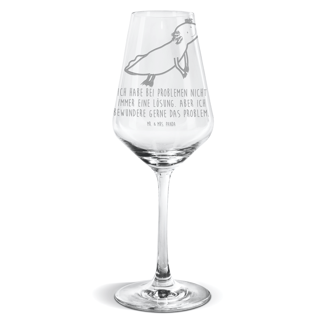 Weißwein Glas Axolotl schwimmt Weißweinglas, Weinglas, Weißwein Glas, Weinglas mit Gravur, Geschenk für Weinliebhaber, Spülmaschinenfeste Weingläser, Hochwertige Weinaccessoires, Axolotl, Molch, Axolot, Schwanzlurch, Lurch, Lurche, Problem, Probleme, Lösungen, Motivation