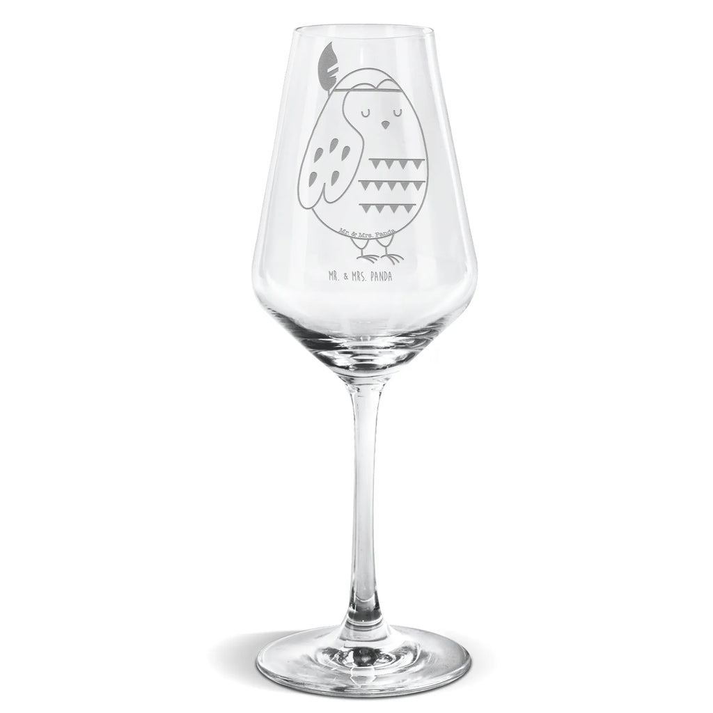 Kieliszek do białego wina sowa Ozdoba z piór Sowa