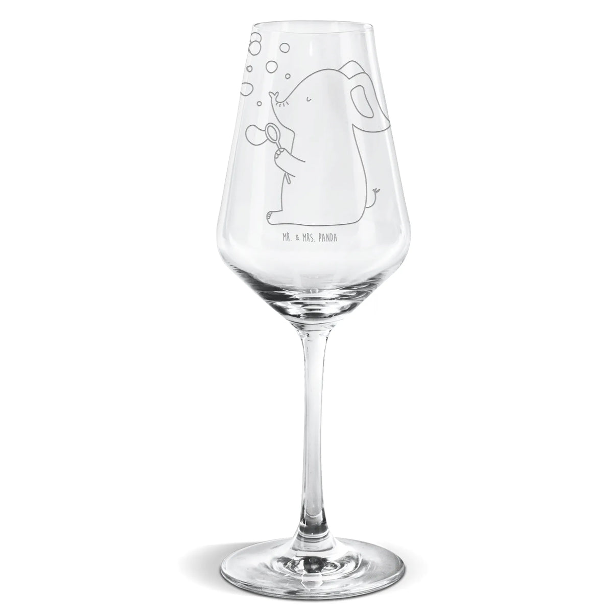 White Wine Glass elephant soap bubbles small animals, cute, funny, cute animal motives, hand drawn, small world, funny sayings, good mood, happy, gifts, gift ideas, special gifts, animal lover, card, proof of love, love saying, pachyderm, love, proboscidean, Elephant, soap bubbles, elephants, feeling. Home, home