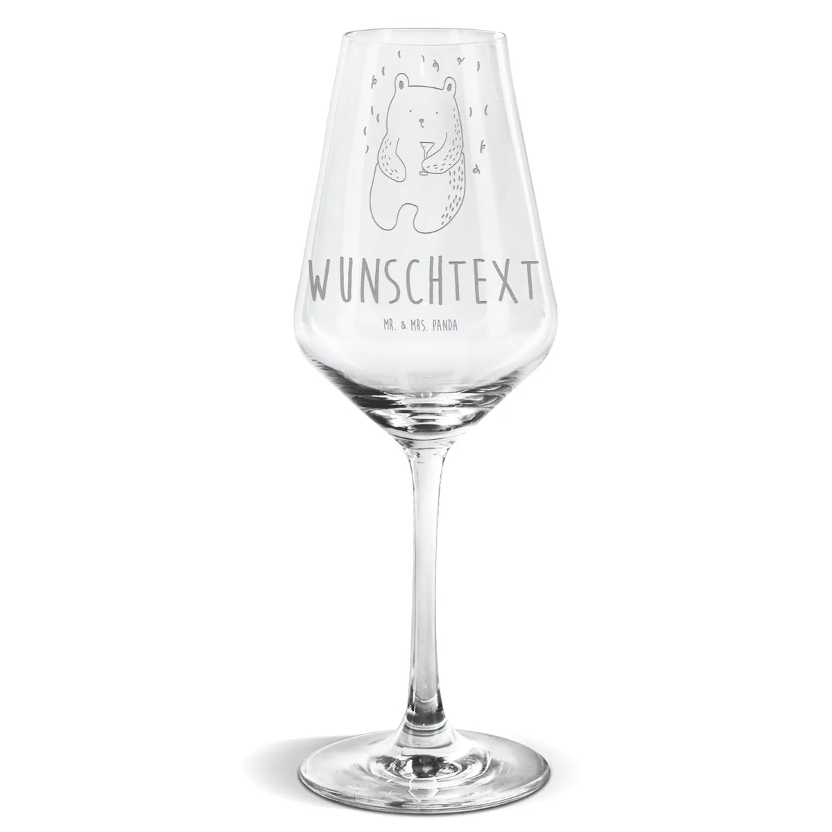 Personalized White Wine Glass bear party bear, teddy, teddy bear, cuddly toy, Birthday present, Party, Present, Funny, Celebrate, Birthday, Good mood, Bring a present, Partying