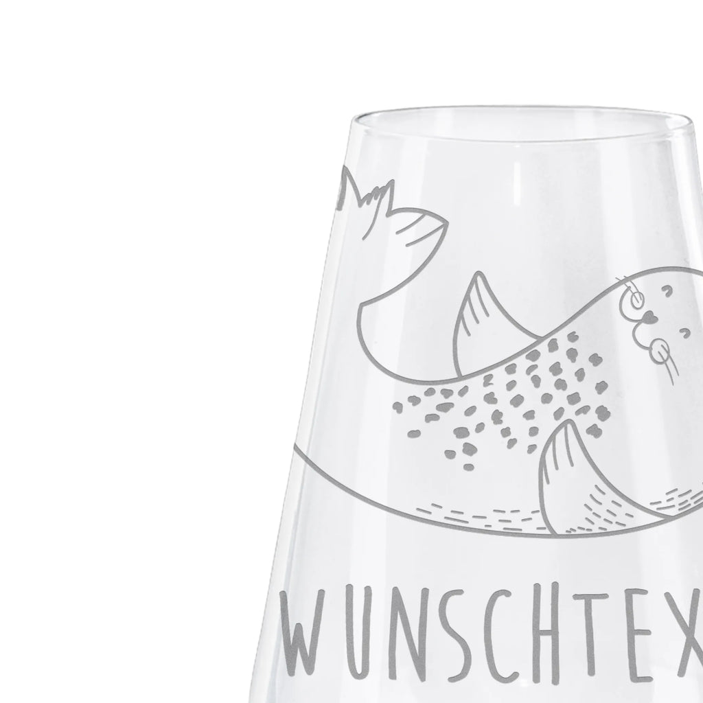 Personalized White Wine Glass seal Lay small animals, cute, funny, cute animal motives, hand drawn, small world, funny sayings, good mood, happy, gifts, gift ideas, special gifts, animal lover, card, sea animal, Baltic Sea, beach, joy, Seal, North Sea, seals, seal, laughter