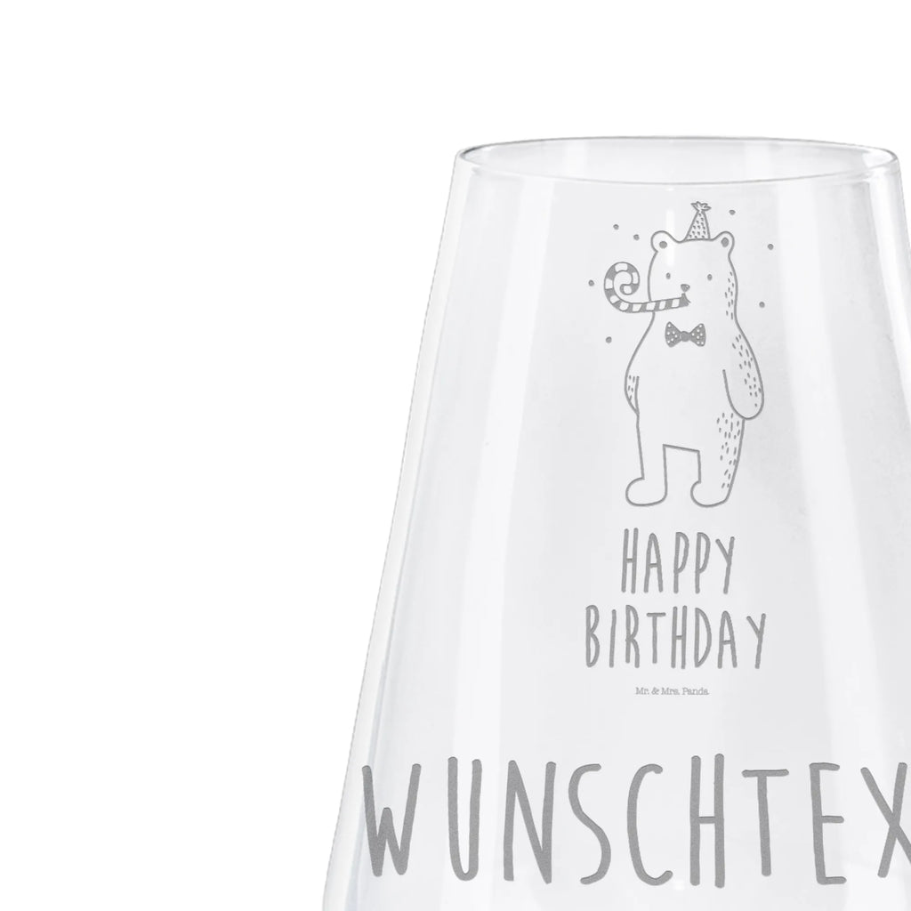 Personalized White Wine Glass bear Birthday bear, teddy, teddy bear, cuddly toy, Happy birthday