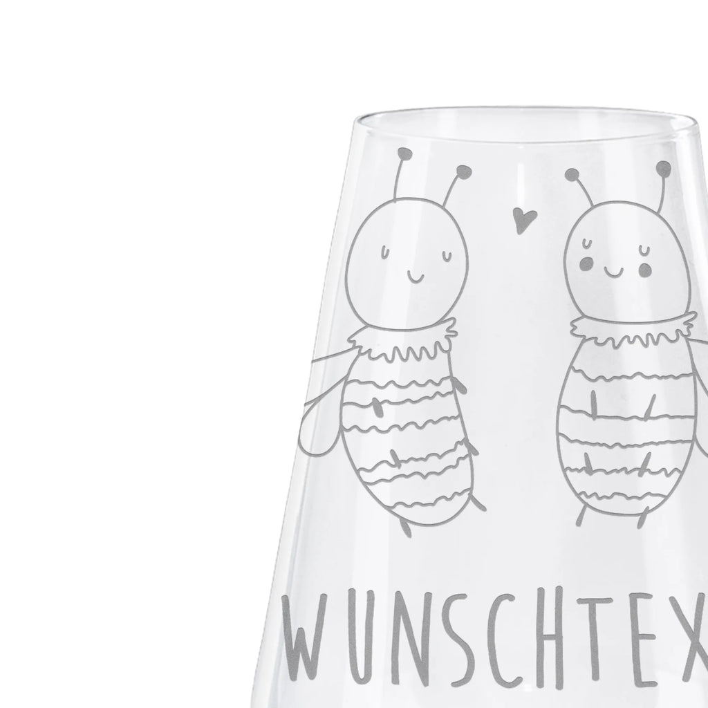 Personalized White Wine Glass bee In love Bee, wasp, bumblebee