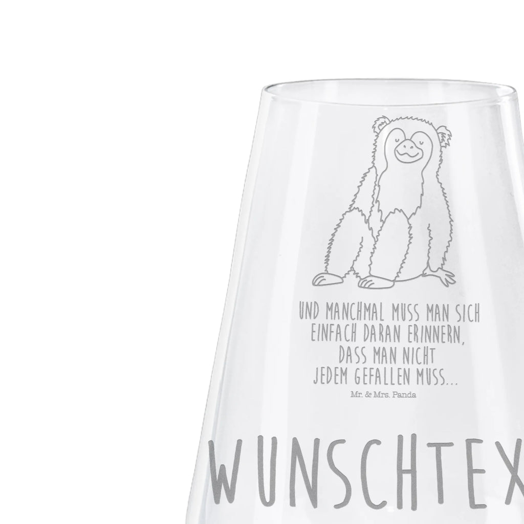 Personalized White Wine Glass Monkey Africa, self-esteem, monkey, selfcare, self-confidence, monkeys, love, motivation, respect, self-love