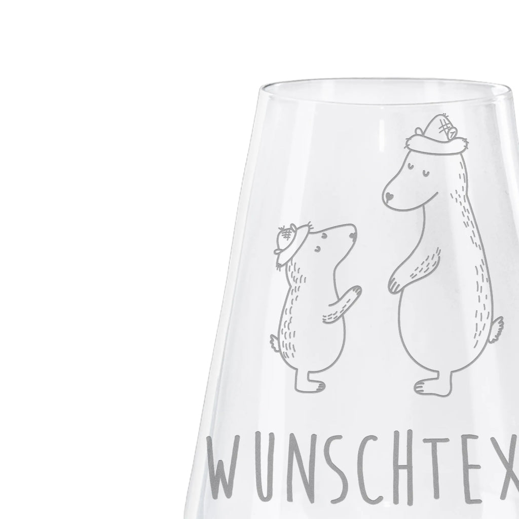 Personalized White Wine Glass Bears with hats Family, Father's Day, Mother's Day, brother, sister, Mom, Dad, bear, son, role model, family, father, father's day, sons, favourite person, dad, daddy, child, children, father-son