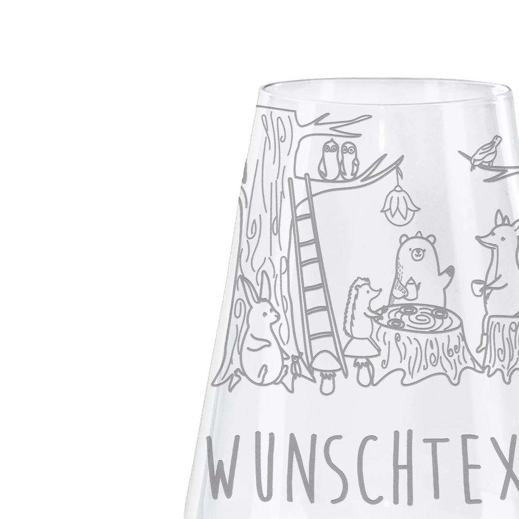 Personalized White Wine Glass forest animals picnic small animals, cute, funny, cute animal motives, hand drawn, small world, funny sayings, good mood, happy, gifts, gift ideas, special gifts, animal lover, card, forest animals, mouse, squirrel, forest, hedgehog, picnic, fox, hare