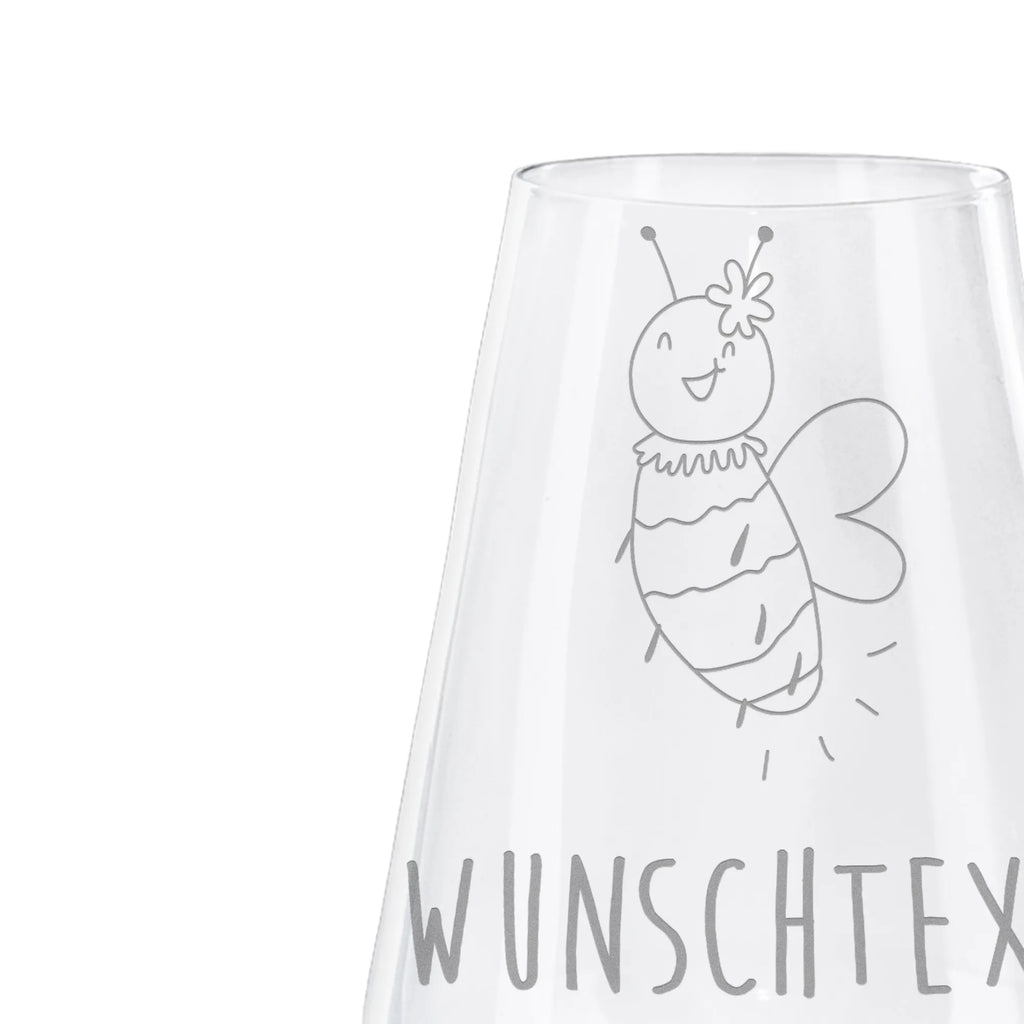 Personalized White Wine Glass bee flower Bee, wasp, bumblebee