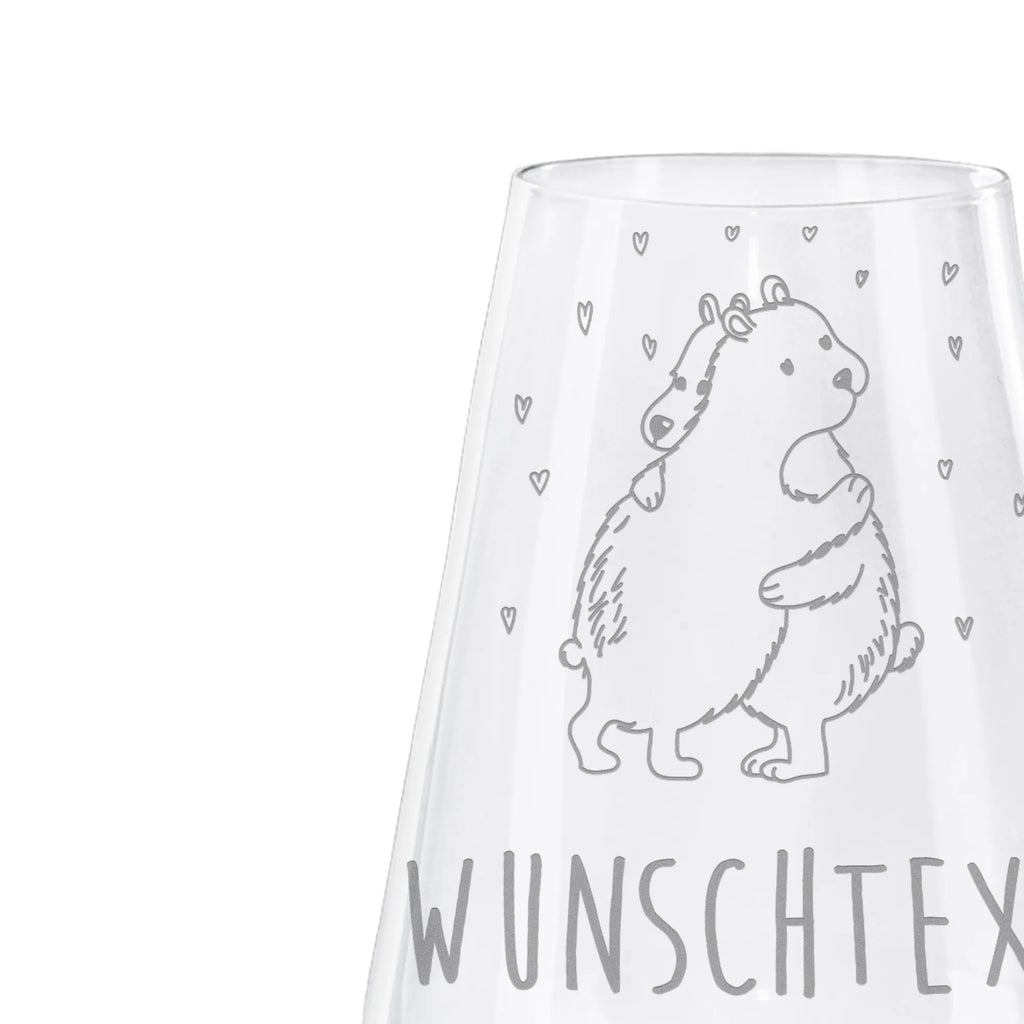 Personalized White Wine Glass Icebear Embrace small animals, cute, funny, cute animal motives, hand drawn, small world, funny sayings, good mood, happy, gifts, gift ideas, special gifts, animal lover, card