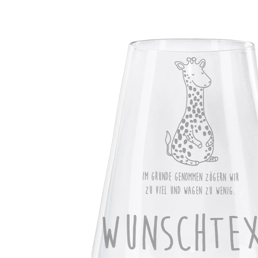 Personalized White Wine Glass giraffe Satisfied Africa, Giraffe, Happiness, Adventure