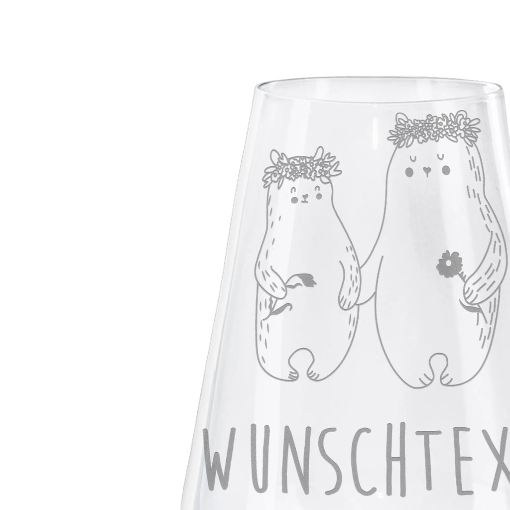 Personalized White Wine Glass Bears with flower crown Family, Father's Day, Mother's Day, brother, sister, Mom, Dad, family, gift mommy. mother's day, best mommy, daughters, mom, mommy, world best mommy, role model, bears, child, daughter, children, favorite person, Bear, favorite mommy
