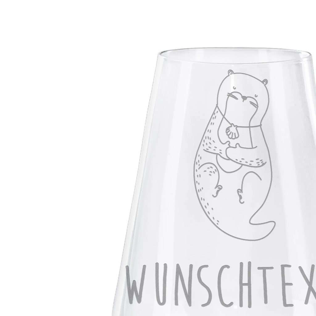 Personalized White Wine Glass otter shell otter, marten, sea otter, European otter, water mammal, aquatic animal, baby otter, predator, water, otter gifts, animal lover, gift ideas for animal lovers, animal, mammal, water animal, gifts for people in love, office, brooding, dreaming, daydreaming, otter love, motivation