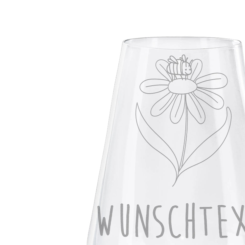 Personalized White Wine Glass bumblebee flower small animals, cute, funny, cute animal motives, hand drawn, small world, funny sayings, good mood, happy, gifts, gift ideas, special gifts, animal lover, card, field, nature, flower, fluffy, bumble bee, wasp, bumblebees, bee