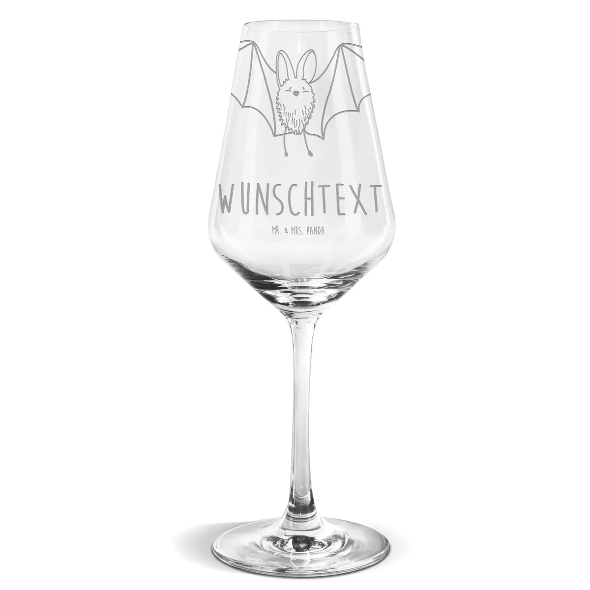 Personalized White Wine Glass bat wing small animals, cute, funny, cute animal motives, hand drawn, small world, funny sayings, good mood, happy, gifts, gift ideas, special gifts, animal lover, card