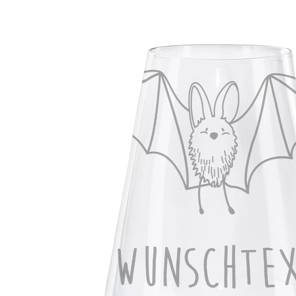 Personalized White Wine Glass bat wing small animals, cute, funny, cute animal motives, hand drawn, small world, funny sayings, good mood, happy, gifts, gift ideas, special gifts, animal lover, card
