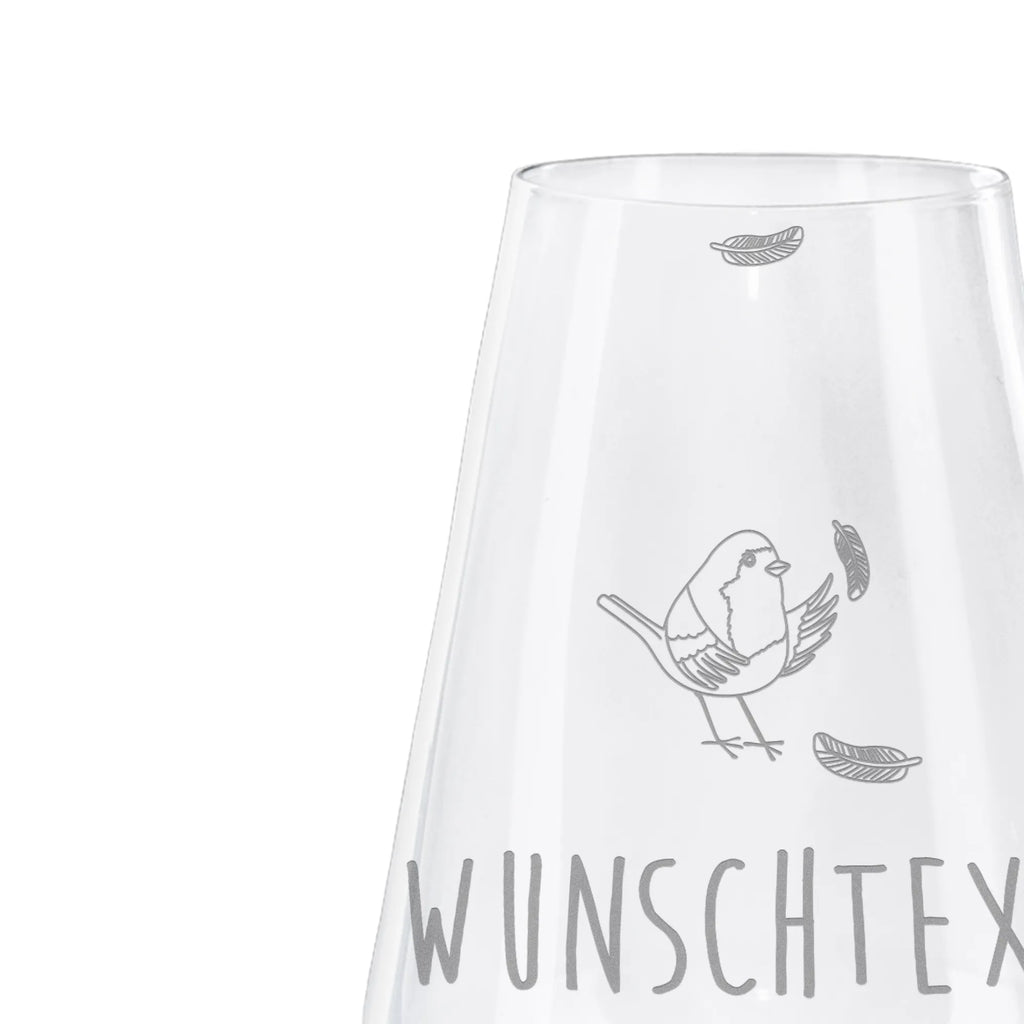 Personalized White Wine Glass robin feathers small animals, cute, funny, cute animal motives, hand drawn, small world, funny sayings, good mood, happy, gifts, gift ideas, special gifts, animal lover, card, bird, motivation slogans, slogan courage, slogan motivation, motivation pictures, robin, What if i fall, flying