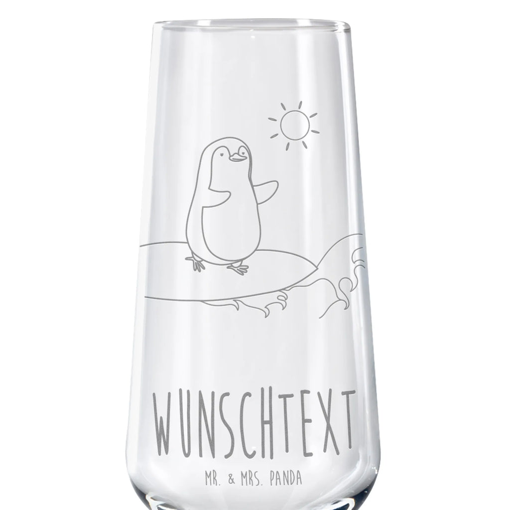 Personalized Sparkling Wine Glass Penguin surfer Penguin, North Pole, Winter, Penguins, Portugal, wave riding, waves, penguins, surfing, surfers, holidays, Hawaii