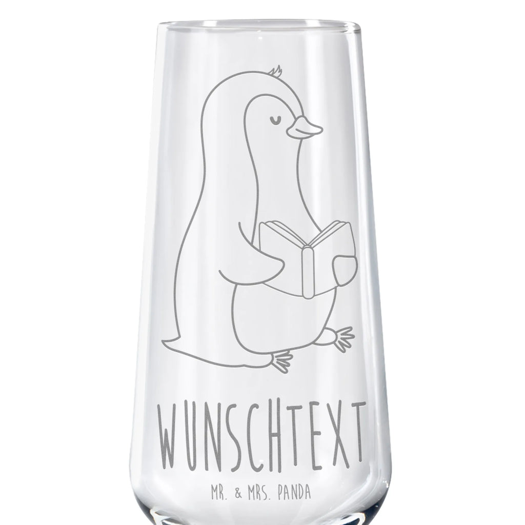 Personalized Sparkling Wine Glass Penguin A book Penguin, North Pole, Winter, Penguins, leisure, holidays, bookworm, vacation, book, lazing around, reading, doing nothing, penguins