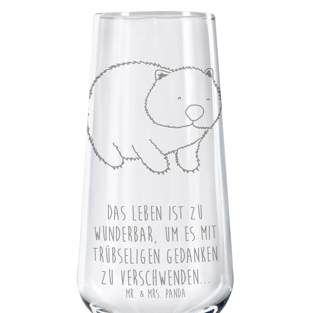 Sparkling wine glass Wombat small animals, cute, funny, cute animal motives, hand drawn, small world, funny sayings, good mood, happy, gifts, gift ideas, special gifts, animal lover, card, life is beautiful, Australia, motivation, Wombat, saying