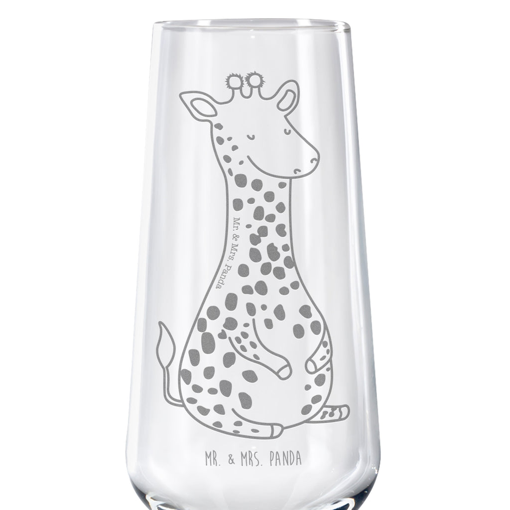 Sektglas Giraffe Zufrieden Sektglas, Sektglas mit Gravur, Spülmaschinenfeste Sektgläser, Afrika, Wildtiere, Giraffe, Zufrieden, Glück, Abenteuer