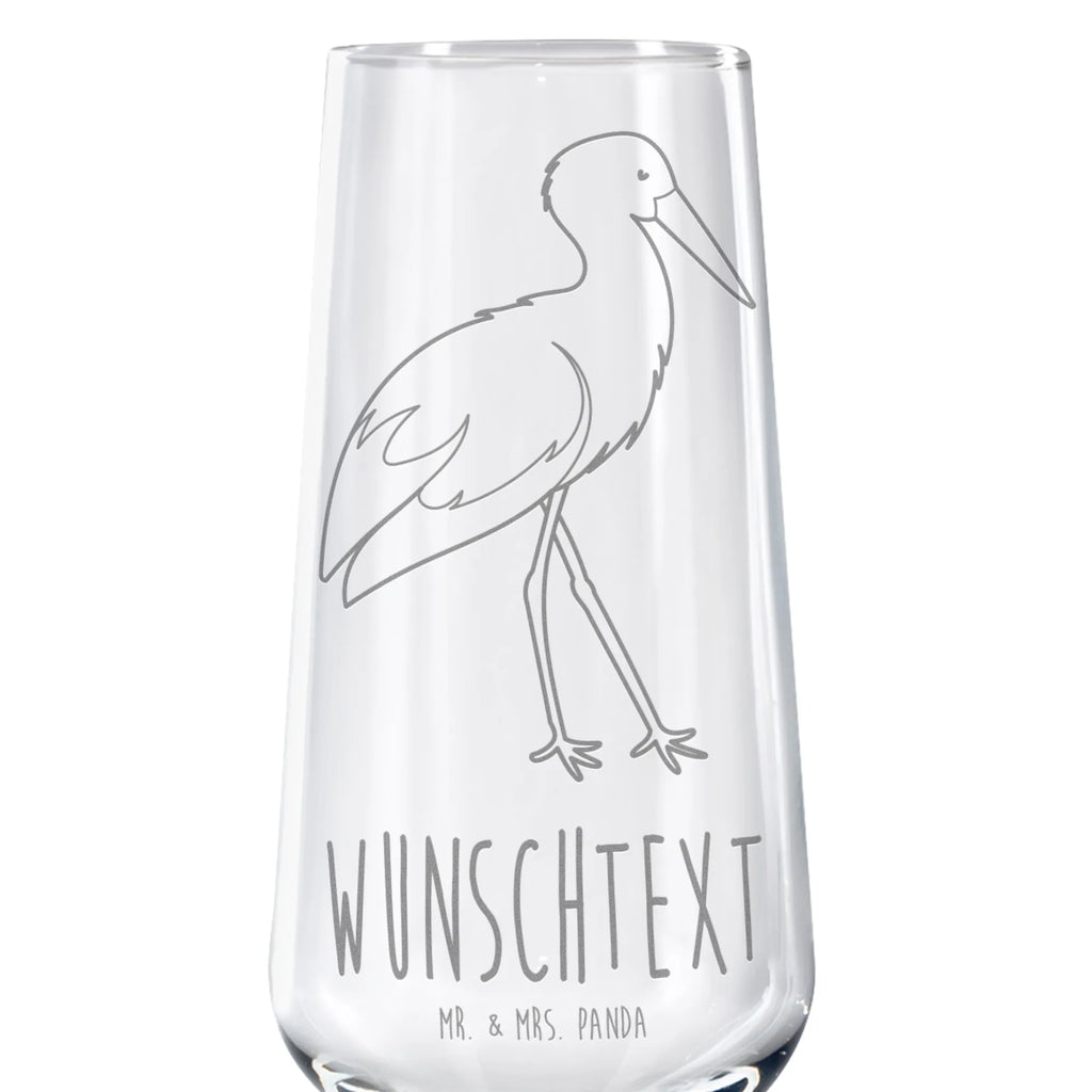 Personalized Sparkling Wine Glass Stork small animals, cute, funny, cute animal motives, hand drawn, small world, funny sayings, good mood, happy, gifts, gift ideas, special gifts, animal lover, card, baby, baby bump, pregnancy, mothers, birth, becoming a mother, mother, stork, pregnant