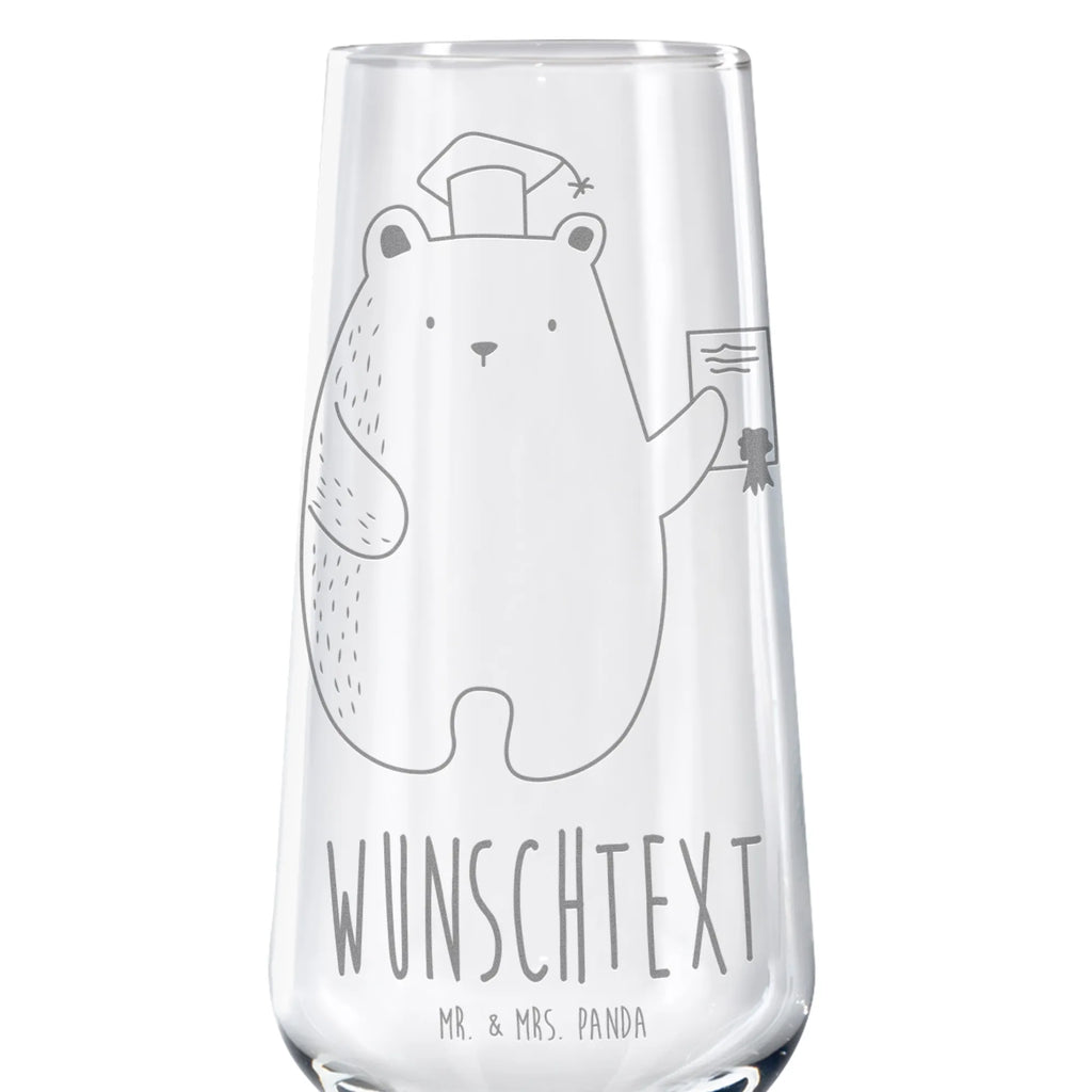Personalized Sparkling Wine Glass bear Test bear, teddy, teddy bear, cuddly toy, examinations, examination passed, diploma, Abitur, degree, certificate