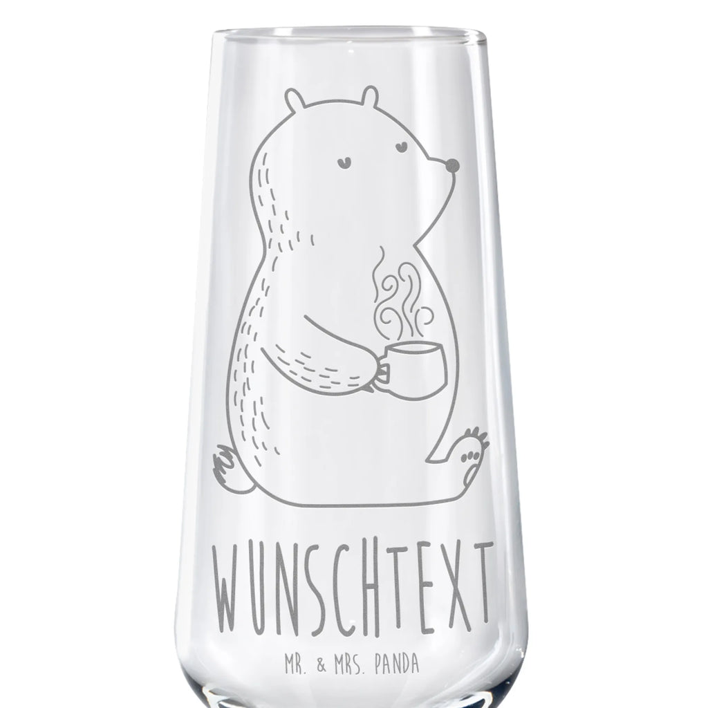 Personalized Sparkling Wine Glass bear Coffee bear, teddy, teddy bear, cuddly toy, good morning, coffee, conquer the world, bears, save the world, motivation, morning routine
