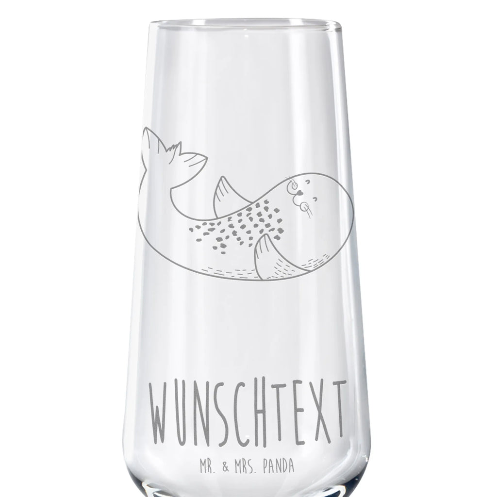 Spersonalizowany kieliszek do szampana foka Leżeć Motywy zwierzęce, dobra energia, zabawne powiedzonka, zwierzęta