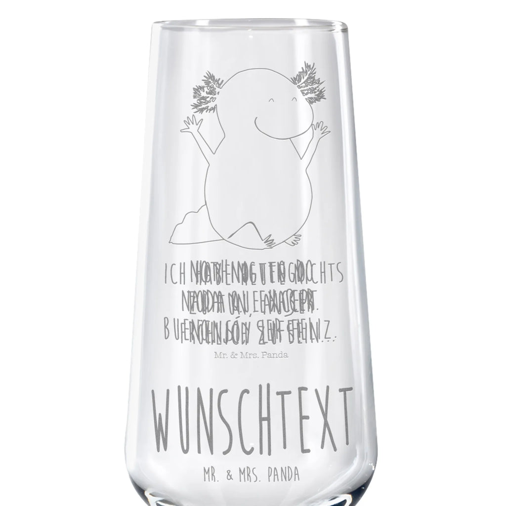 Personalized Sparkling Wine Glass axolotl Hooray Axolotl, Axelotl, marine animals, Mexican walking fish, salamander, satisfaction, axolotl, axolot, tail, cheerful, amphibian, motivation, fun, joy
