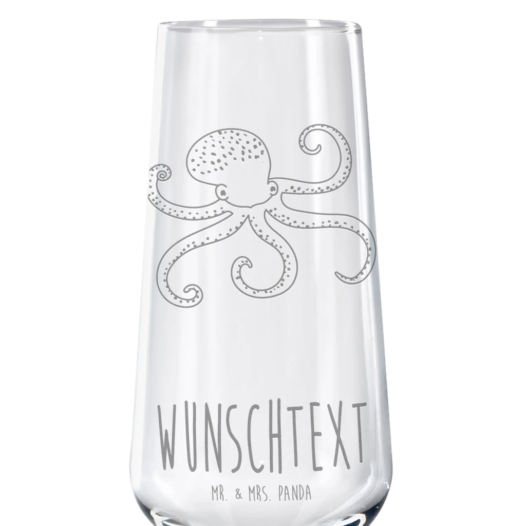 Personalized Sparkling Wine Glass Squid small animals, cute, funny, cute animal motives, hand drawn, small world, funny sayings, good mood, happy, gifts, gift ideas, special gifts, animal lover, card, arms, squid, sea animal, octopus, sea, water, ocean
