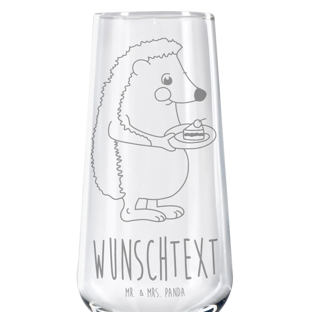 Personalized Sparkling Wine Glass Hedgehog piece of cake small animals, cute, funny, cute animal motives, hand drawn, small world, funny sayings, good mood, happy, gifts, gift ideas, special gifts, animal lover, card, invitation party, food saying, cake, baking gift, hedgehog, birthday cake, bake cake