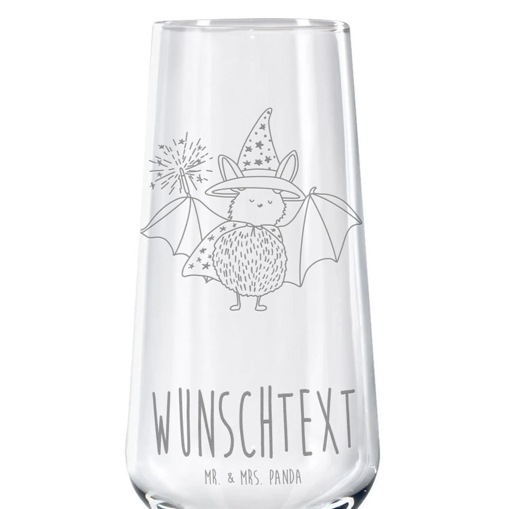 Personalized Sparkling Wine Glass bat wizard small animals, cute, funny, cute animal motives, hand drawn, small world, funny sayings, good mood, happy, gifts, gift ideas, special gifts, animal lover, card, bats, magicians, Bats, women, get in, sorcerers