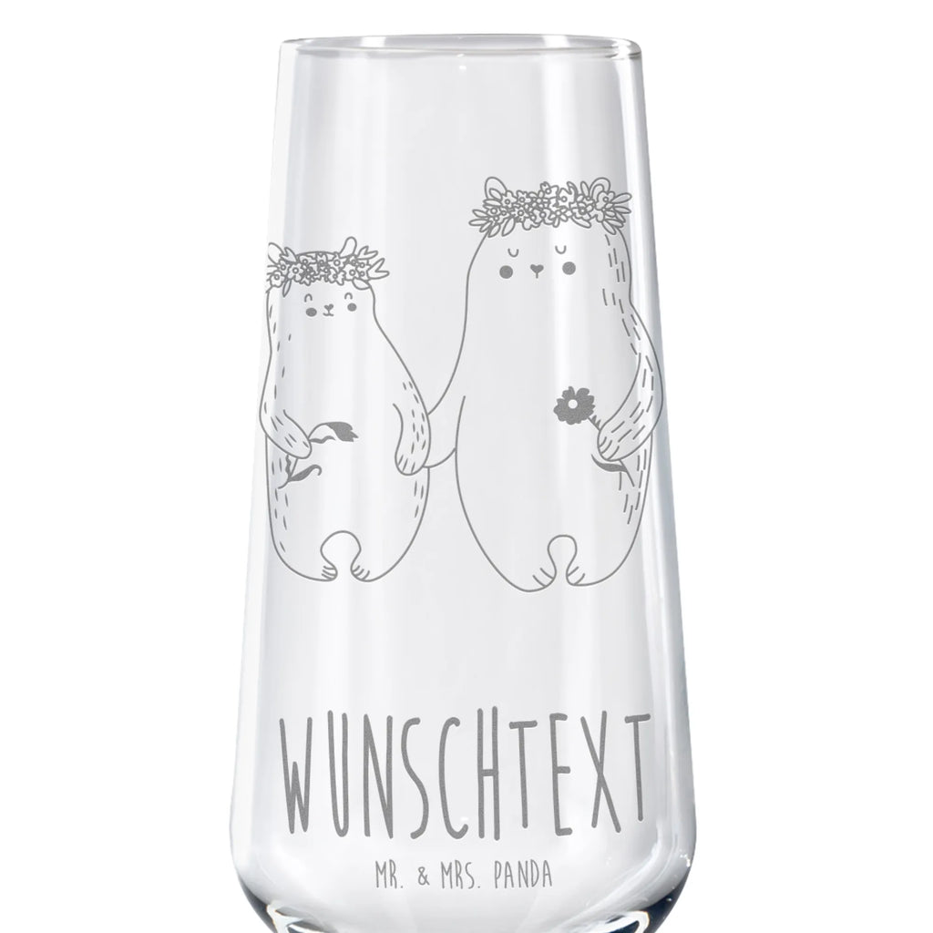 Personalized Sparkling Wine Glass Bears with flower crown Family, Father's Day, Mother's Day, brother, sister, Mom, Dad, best mommy, mommy, mom, family, world best mommy, child, gift mommy. mother's day, role model, favorite person, bears, favorite mommy, children, Bear, daughters, daughter