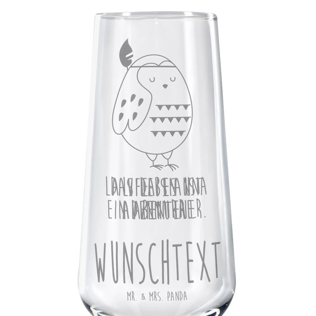 Personalized Sparkling Wine Glass Owl feather headdress owl, forest animal, bird, nocturnal, gift ideas, birthday present, illustrated, funny, romantic gift, owl decor, Life is an adventure, Owl, Decoration, Beautiful saying, Travel saying, Feather decoration, Indian saying, Owl decoration