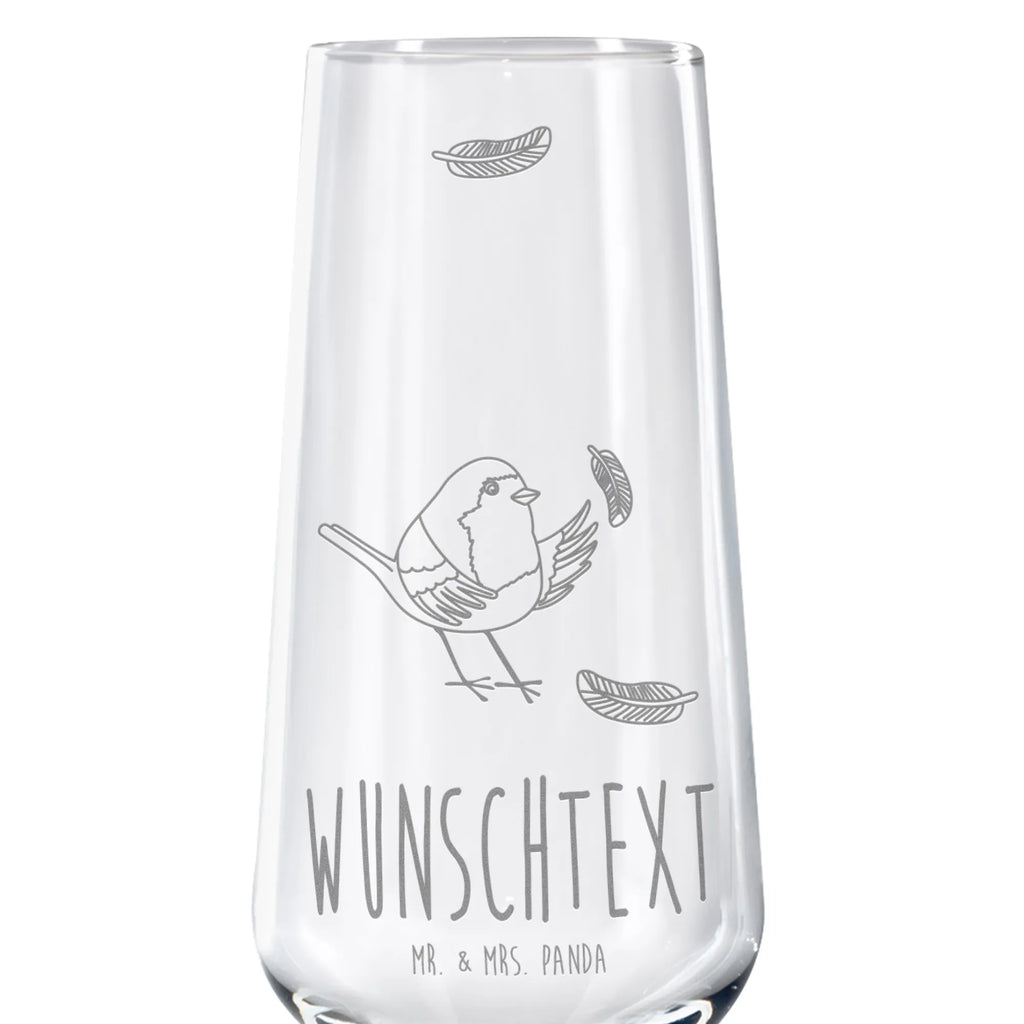 Personalized Sparkling Wine Glass robin feathers small animals, cute, funny, cute animal motives, hand drawn, small world, funny sayings, good mood, happy, gifts, gift ideas, special gifts, animal lover, card, robin, motivation pictures, slogan motivation, slogan courage, What if i fall, bird, flying, motivation slogans