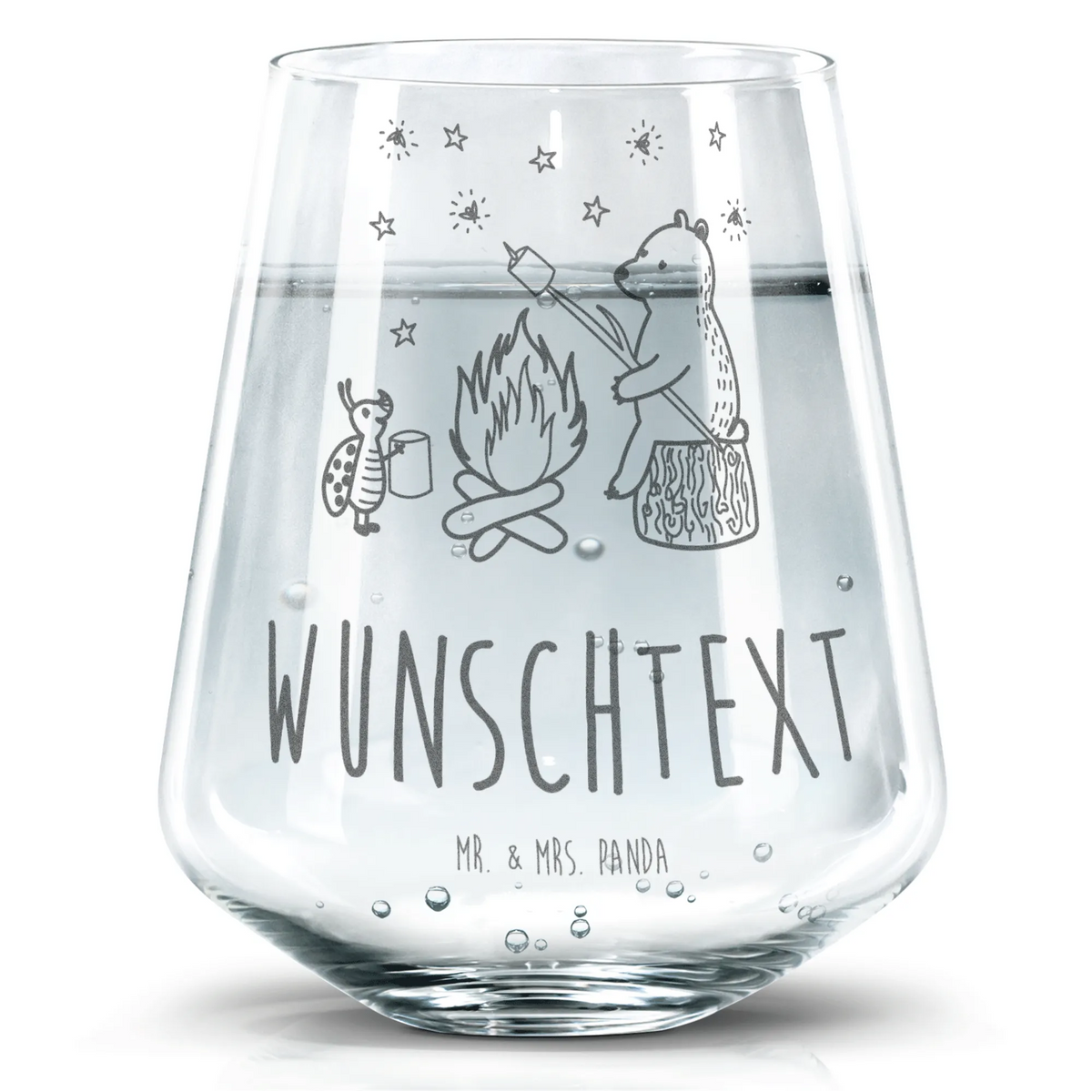 Personalized Drinking Glass Bear & Ladybird campfire