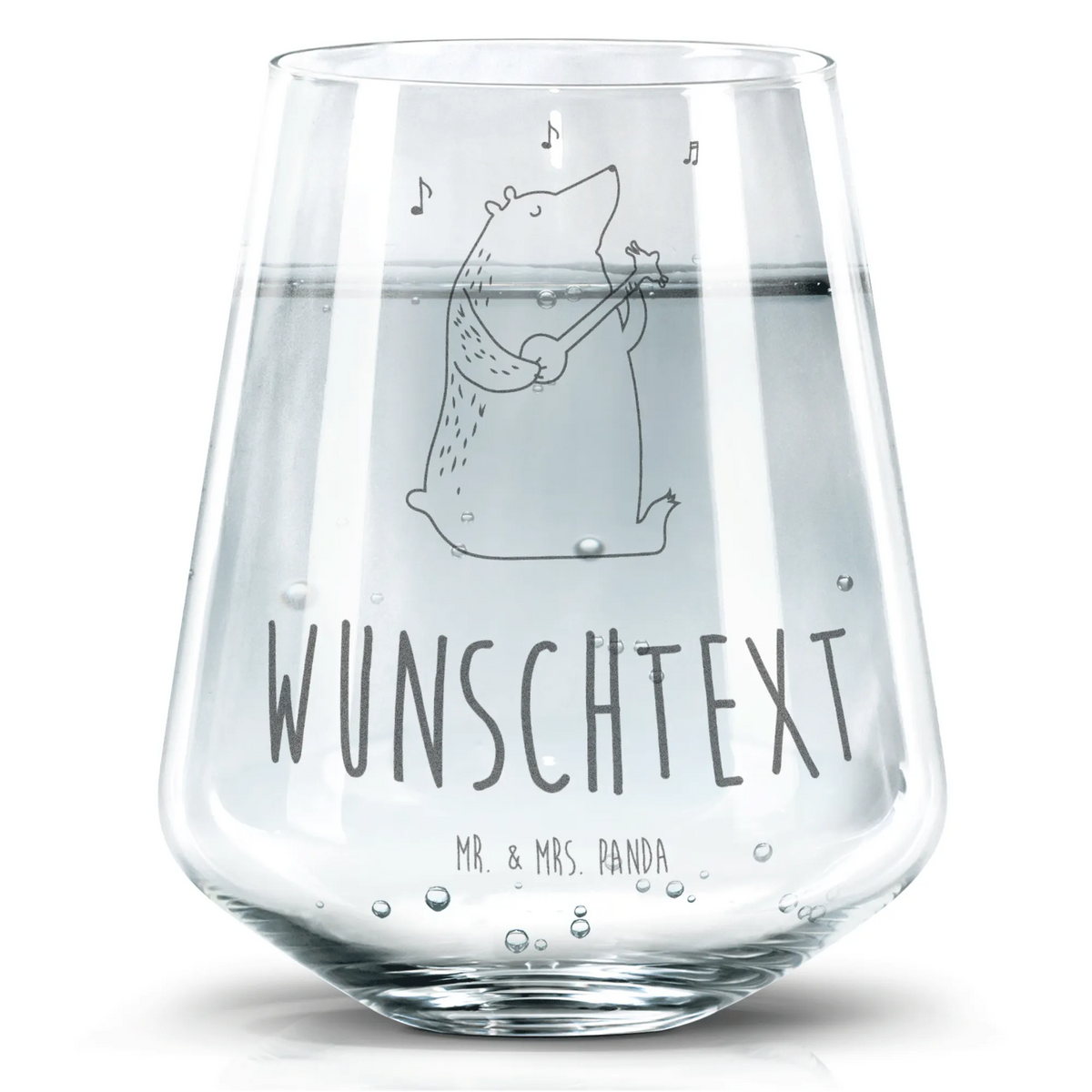 Personalized Drinking Glass bear guitar