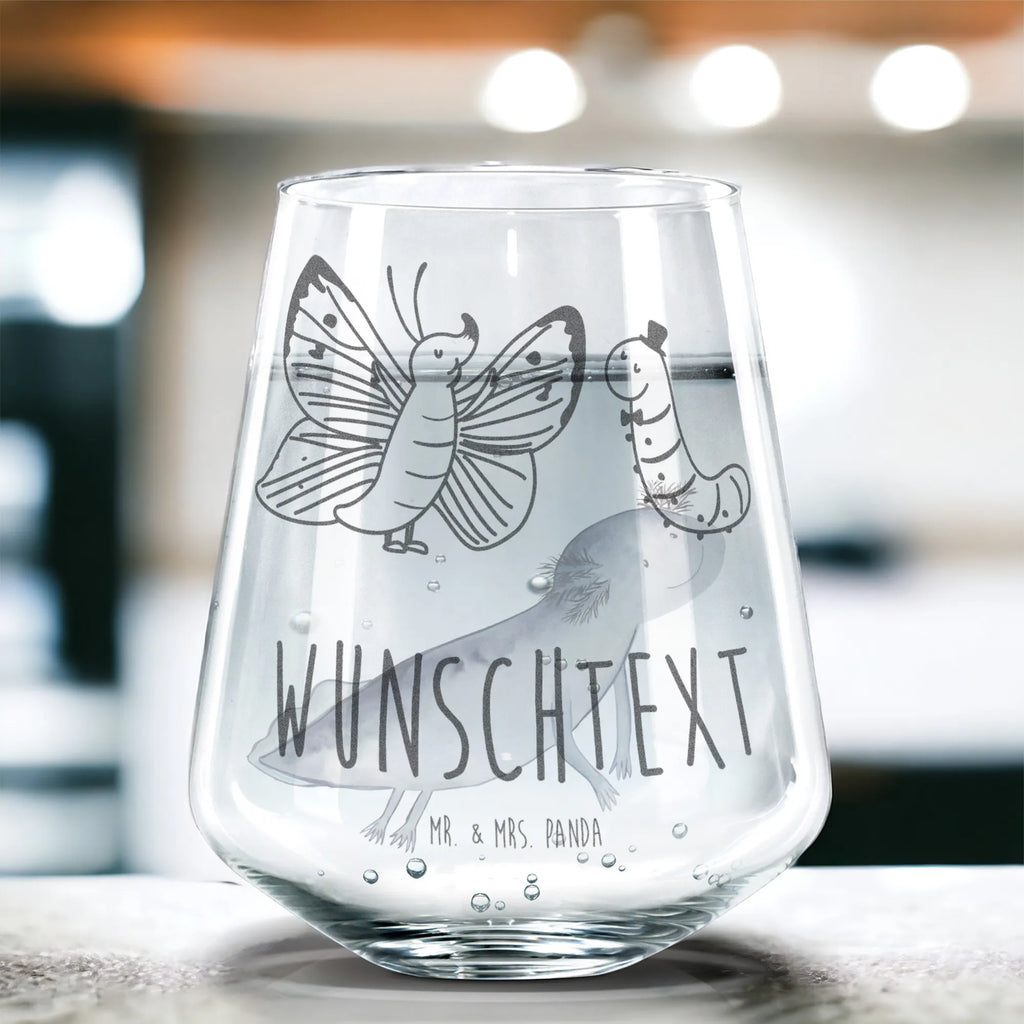 Personalized Drinking Glass Caterpillar butterfly small animals, cute, funny, cute animal motives, hand drawn, small world, funny sayings, good mood, happy, gifts, gift ideas, special gifts, animal lover, card, development, growing up, lemon butterfly, butterfly, Caterpillar, cocoon, beauty, hat