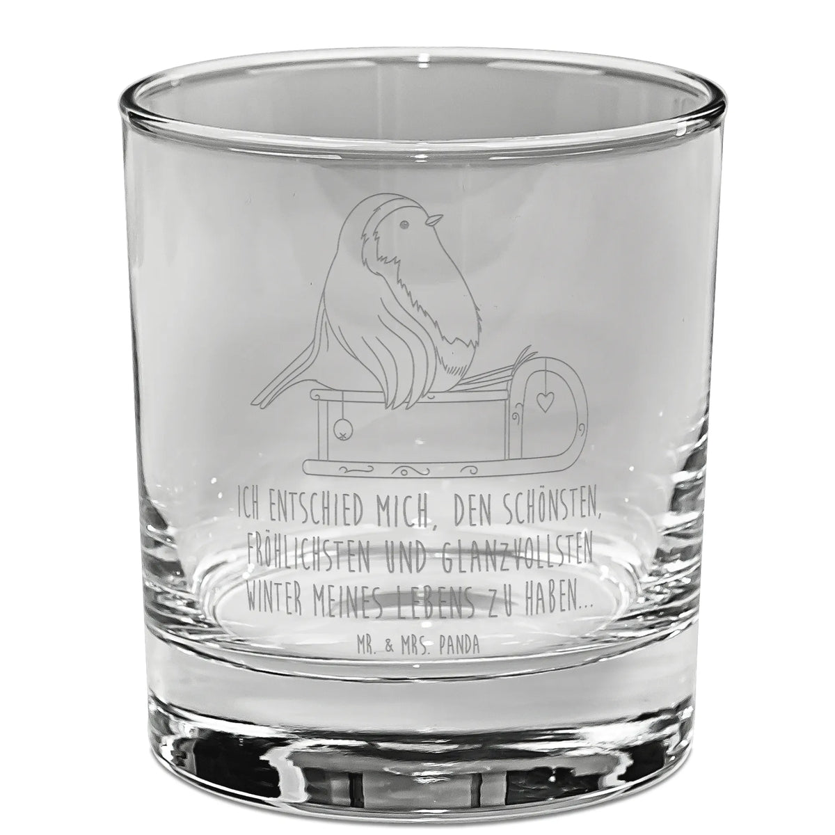 Whiskey Glass robin Sleds Christmas time, snow, bird, sleigh