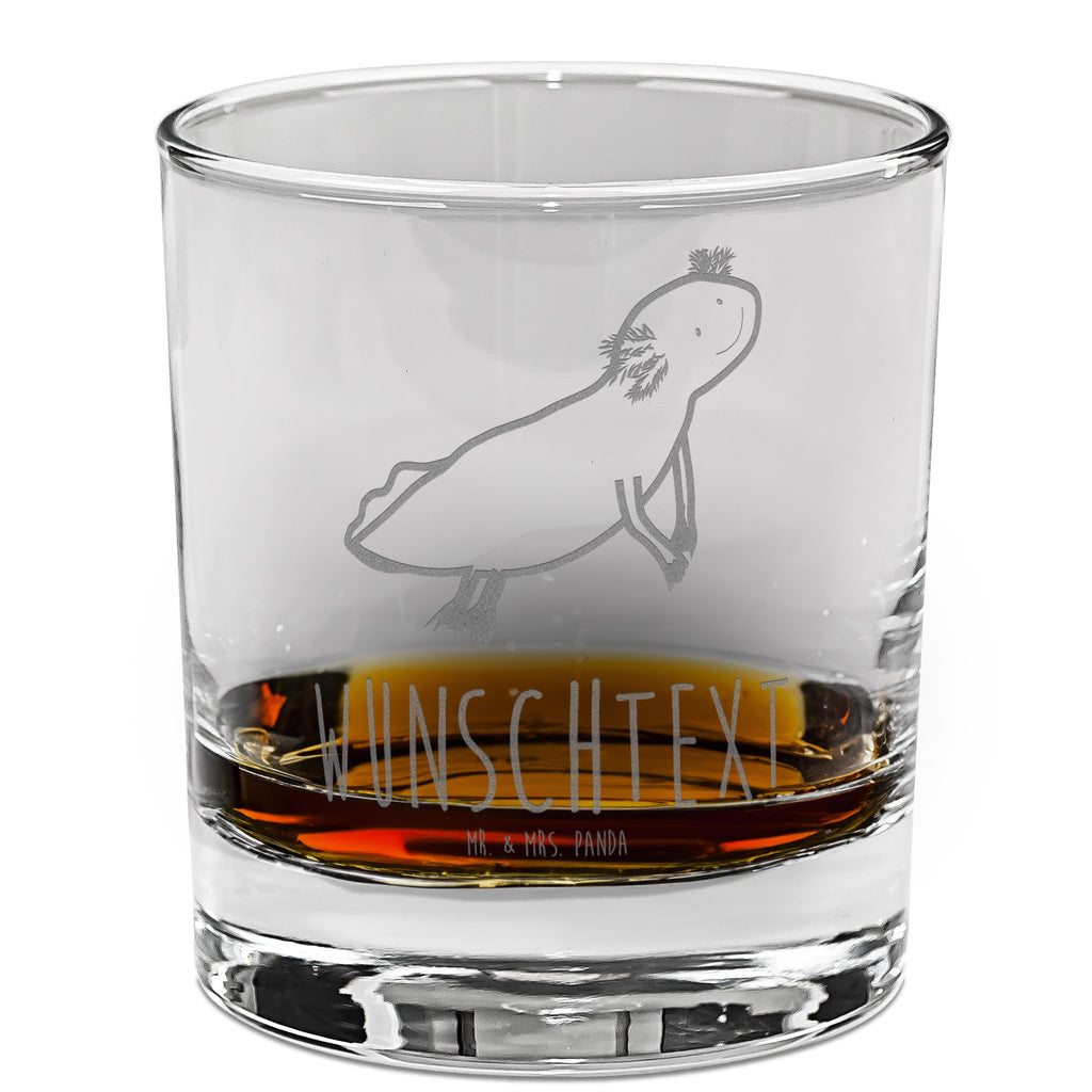 Personalisiertes Whiskey Glas Axolotl schwimmt Whiskeylgas, Whiskey Glas, Whiskey Glas mit Gravur, Whiskeyglas mit Spruch, Whiskey Glas mit Sprüchen, Axolotl, Molch, Axolot, Schwanzlurch, Lurch, Lurche, Problem, Probleme, Lösungen, Motivation