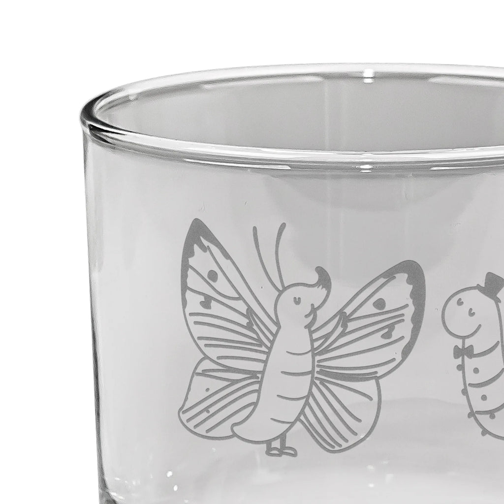 Personalized Whiskey Glass Caterpillar butterfly small animals, cute, funny, cute animal motives, hand drawn, small world, funny sayings, good mood, happy, gifts, gift ideas, special gifts, animal lover, card, Caterpillar, butterfly, growing up, cocoon, hat, beauty, development, lemon butterfly