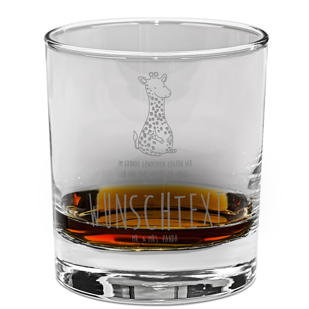 Personalisiertes Whiskey Glas Giraffe Zufrieden Whiskeylgas, Whiskey Glas, Whiskey Glas mit Gravur, Whiskeyglas mit Spruch, Whiskey Glas mit Sprüchen, Afrika, Wildtiere, Giraffe, Zufrieden, Glück, Abenteuer
