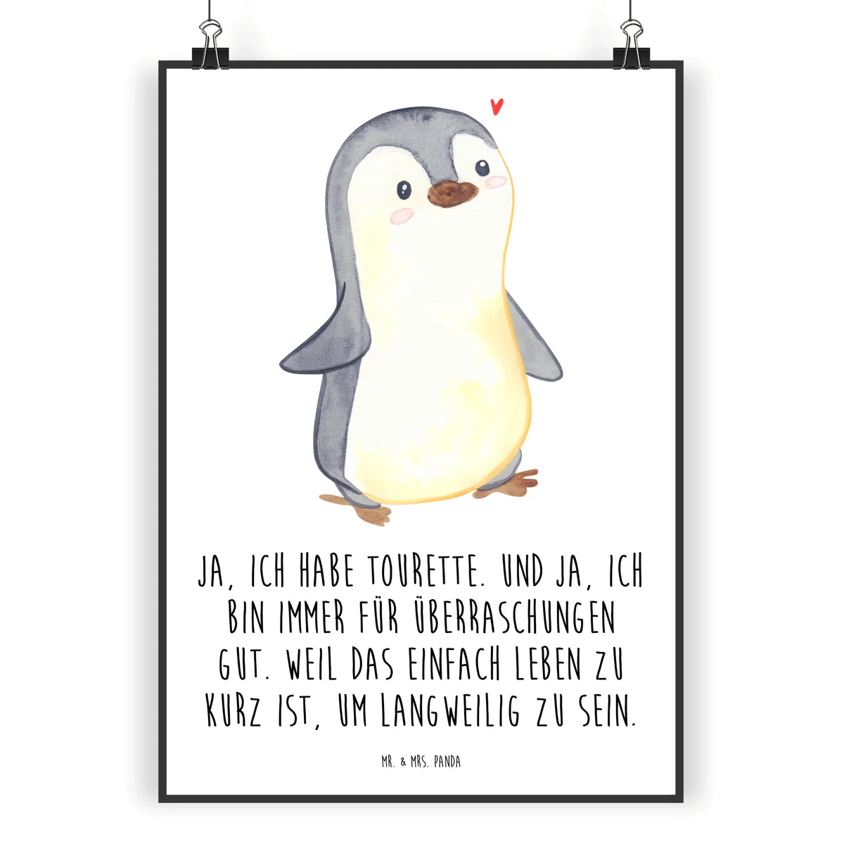 Plakat Pingwin Tourette Kunstdruck, typografie poster, Posterdruck, Designposter, Panda Poster, Plakat, Deko Poster, kunstdruck poster, drucke, wanddruck, Mr. & Mrs. Panda Poster, Wandschmuck, wanddeko, Wandbild, Bild, grafikposter, Wanddekoration, Design Poster, Wanddeko Bild, kunstposter, Deko Bild, wandkunst, Tourette Syndrom, Tics, Neuro-psychiatrische Erkrankung, Ticstörung, Tourette