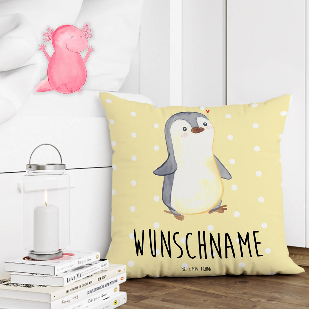 Personalised cushion Penguin Tourette bedrucken, personalisiert, Wunschname, Kopfkissen, Kissen, Name, Tics, Tourette Syndrom, Ticstörung, Tourette, neuro-psychiatrische Erkrankung
