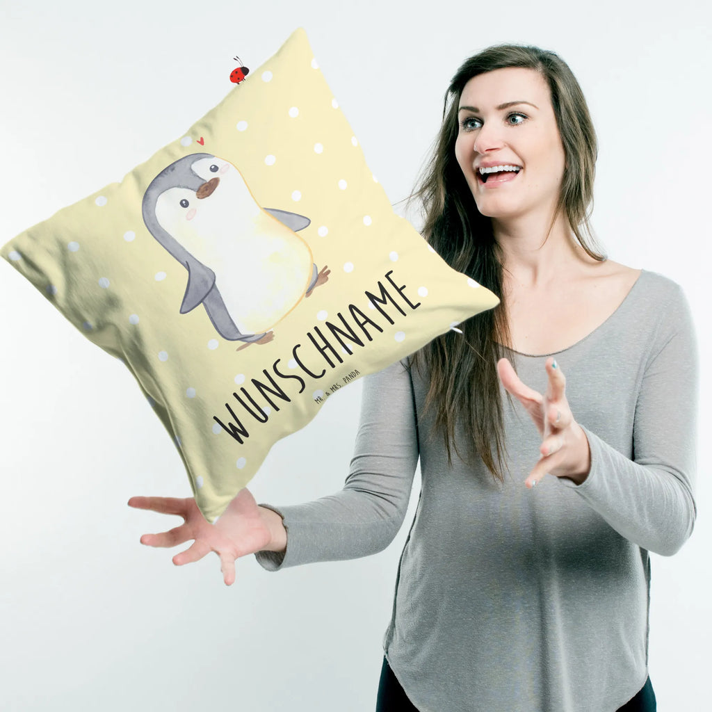 Personalised cushion Penguin Tourette bedrucken, personalisiert, Wunschname, Kopfkissen, Kissen, Name, Tics, Tourette Syndrom, Ticstörung, Tourette, neuro-psychiatrische Erkrankung