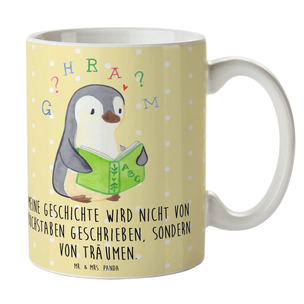 Tasse Pinguin Legasthenie Porzellantasse, Bürotasse, Tasse mit Motiven, Teetasse, Tasse, Kaffeetasse, Keramiktasse, Tasse mit Zitaten, Geschenktasse, Pinguin, Legasthenie, Rechtschreibstörung, Lese-Rechtschreibstörung