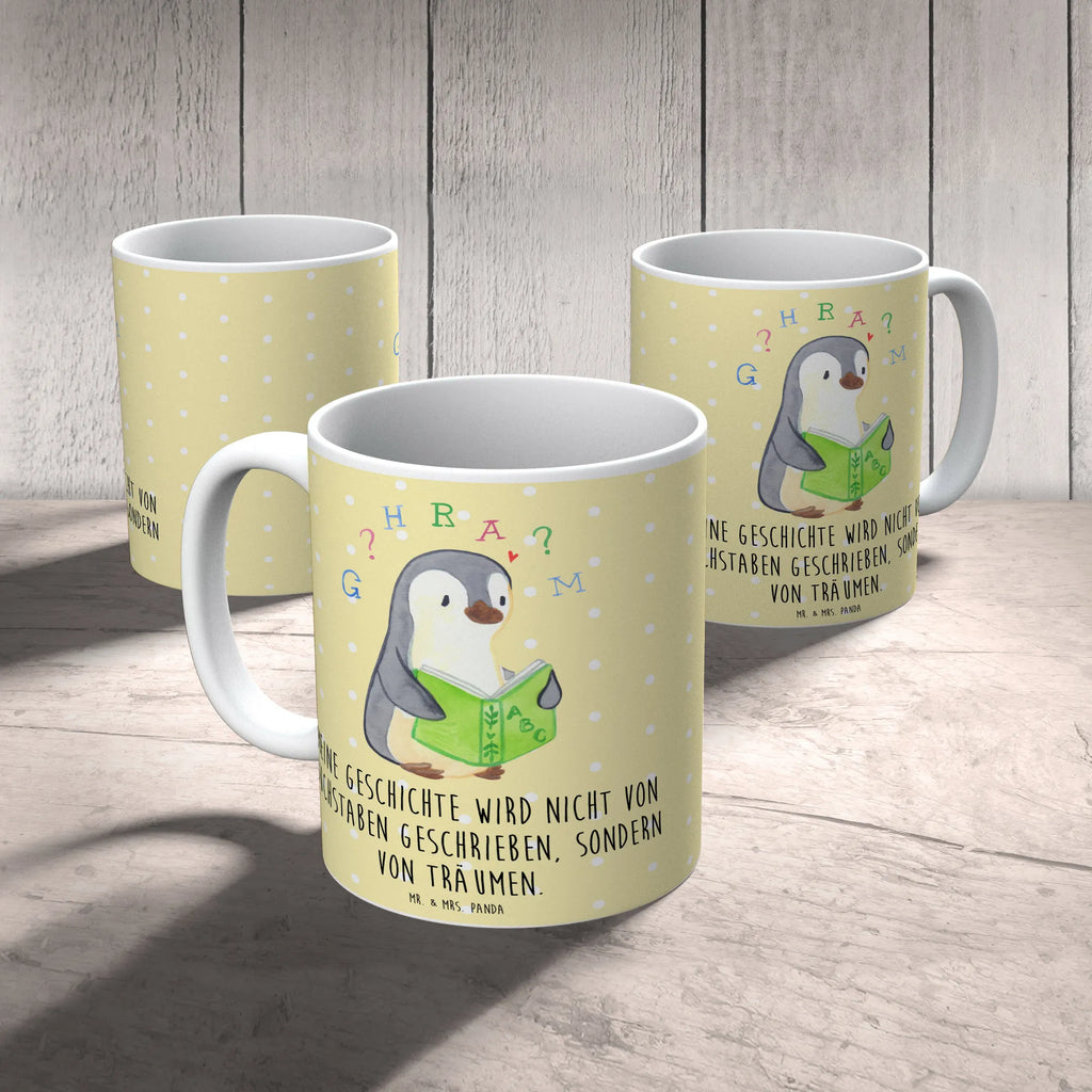 Tasse Pinguin Legasthenie Porzellantasse, Bürotasse, Tasse mit Motiven, Teetasse, Tasse, Kaffeetasse, Keramiktasse, Tasse mit Zitaten, Geschenktasse, Pinguin, Legasthenie, Rechtschreibstörung, Lese-Rechtschreibstörung