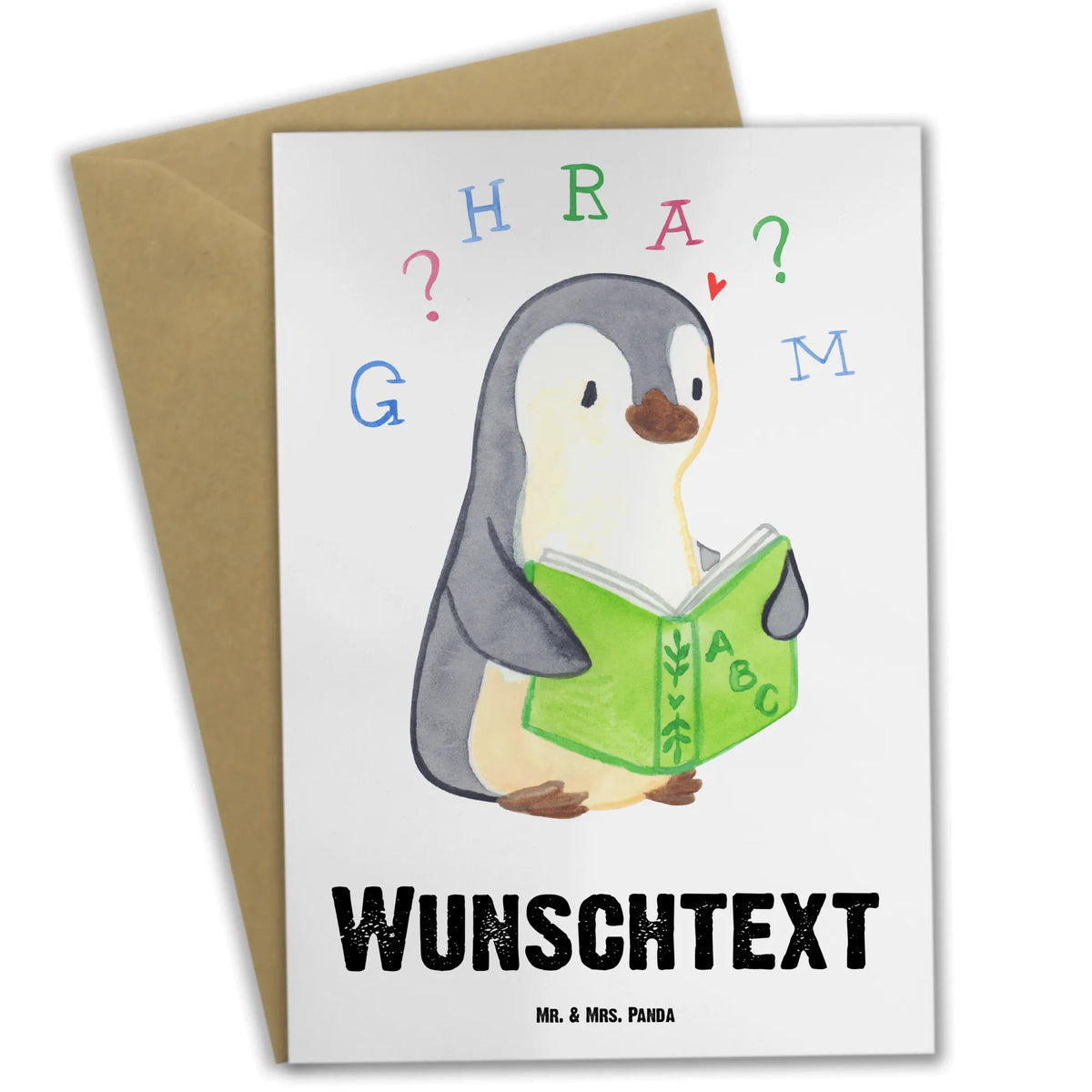 Personalised greetings card Penguin Dyslexia Personalisierte Grußkarte, Personalisierte Klappkarte, Grußkarten Personalisiert, Personalisierte Karte, grußkarte personalisiert, individuelle grußkarte, Grußkarte personalisierbar, Pinguin, Legasthenie, Rechtschreibstörung, Lese-Rechtschreibstörung