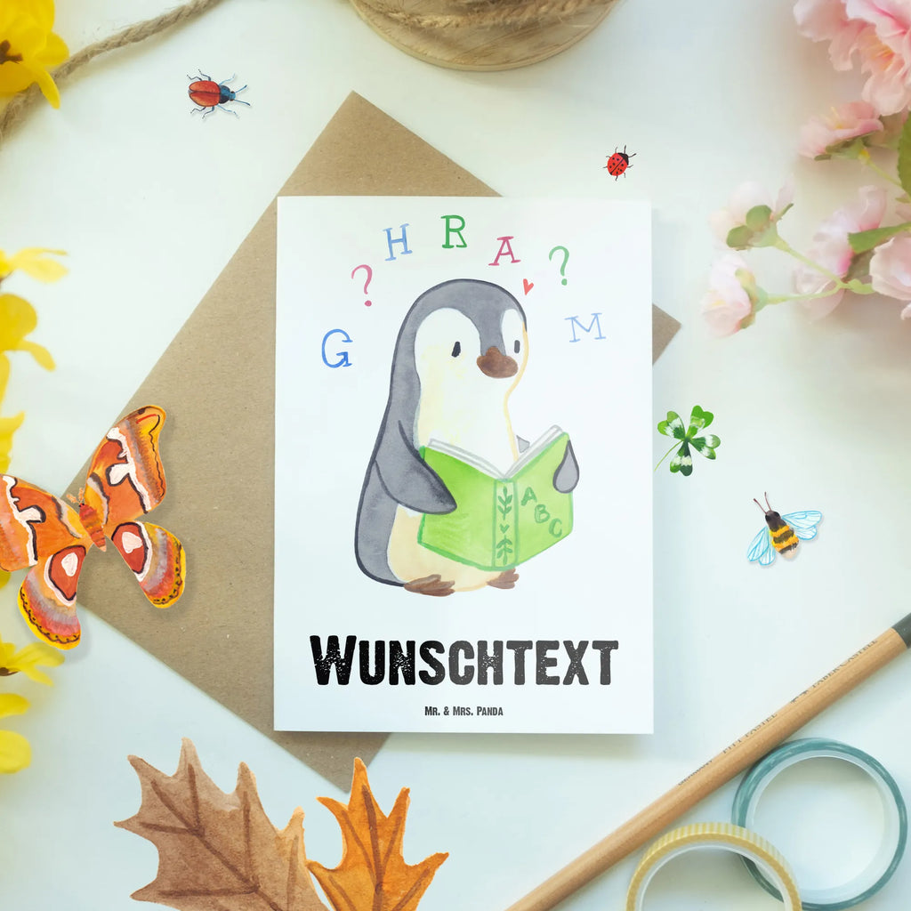 Personalised greetings card Penguin Dyslexia Personalisiertere Klappkarte, Personalisierte Grußkarte, Grußkarte mit persönlichen Nachrichten, Personalisierte Geburtstagskarte, Personalisierte Einladungskarte, Grußkarte mit Namen, Personalisierte Glückwunschkarte, Grußkarten personalisiert, Personalisierte Karte, Personalisierte Hochzeitskarte, Grußkarte selber drucken, Grußkarte selbst gestalten, Grußkarte als Geldgeschenk, Rechtschreibstörung, Legasthenie, Lese-Rechtschreibstörung, Pinguin