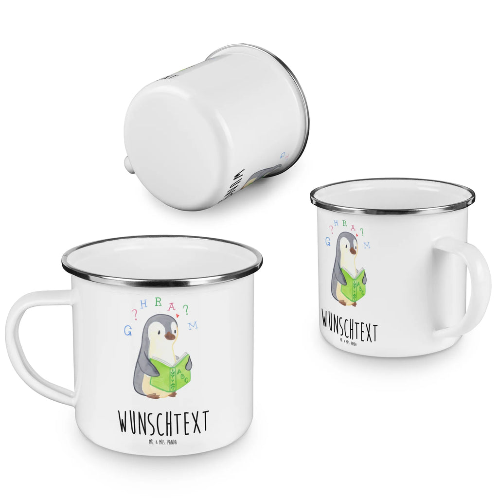 Personalised enamel cup Penguin Dyslexia tasse selbst gestalten, Emaille Tasse mit Namen, Campingtasse bedrucken, personalisierte tassen, tasse bedrucken, personalisierte tasse, Campinggeschirr personalsisert, Campingtasse personalisiert, tasse mit namen, tassen bedrucken, Emaille Tasse personalisiert, Namenstasse, Lese-Rechtschreibstörung, Pinguin, Legasthenie, Rechtschreibstörung