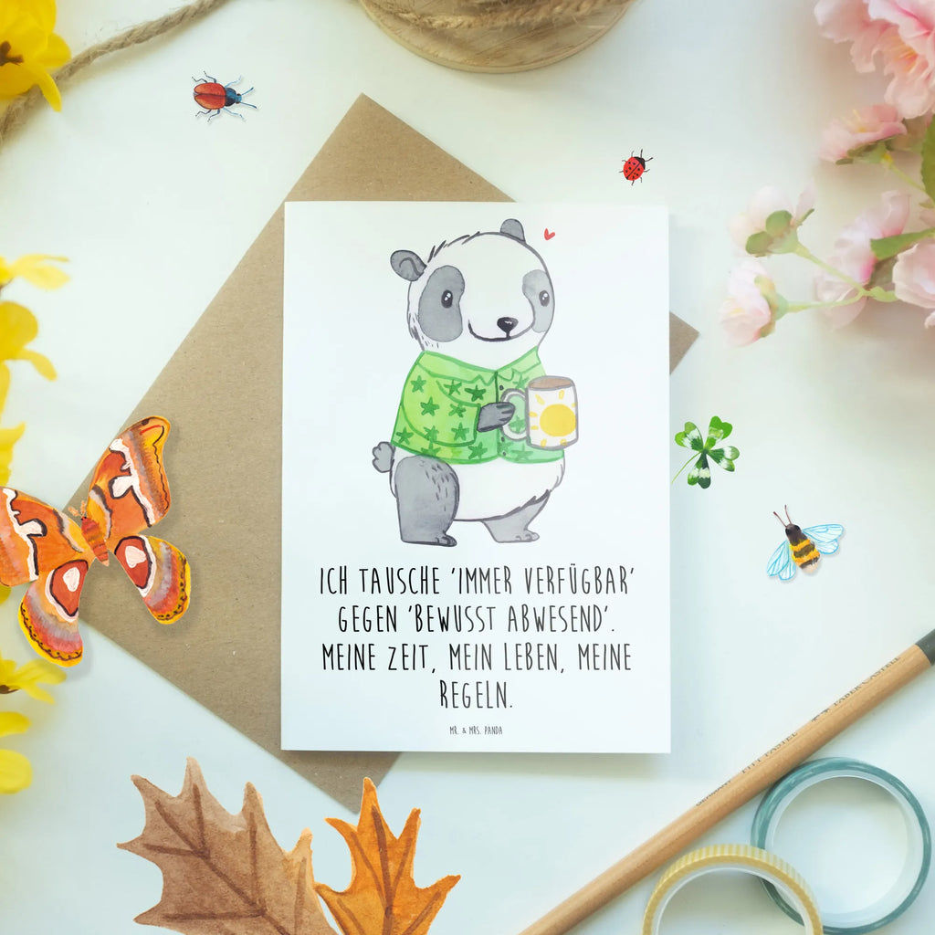 Greetings card Panda Burnout Hochzeitskarte, Karte, Einladungskarte, Ansichtskarten, Glückwunschkarte, Grußkarte, Geburtstagskarte, Klappkarte, Erschöpfung, Panda, Überlastung, Burnout